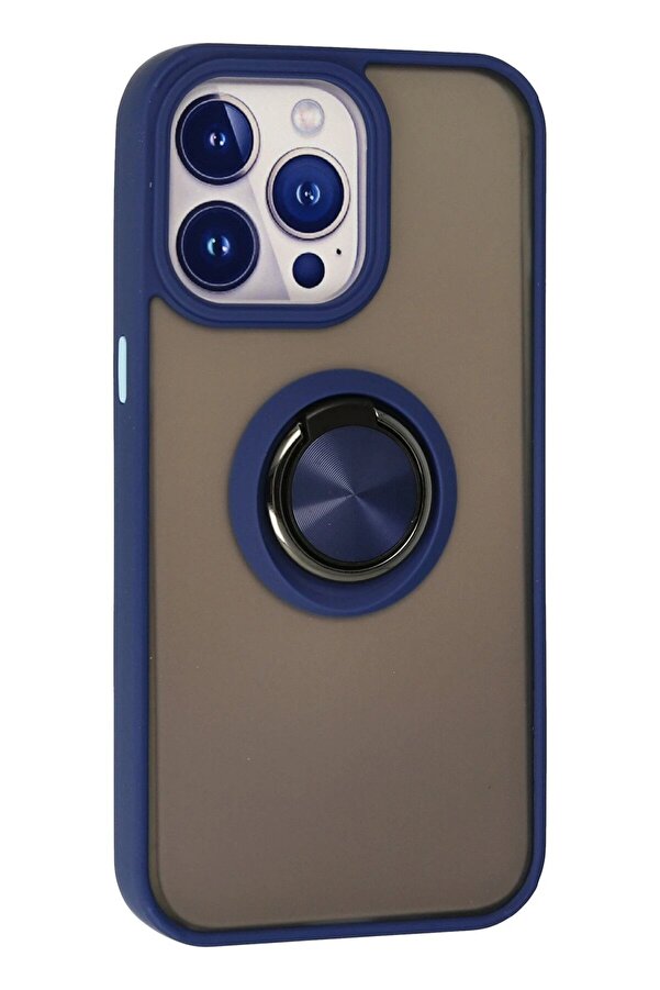 İphone 15 Pro Max Kılıf Montreal Yüzüklü Si̇li̇kon Kapak - Laci̇vert - Dropx6042-2823