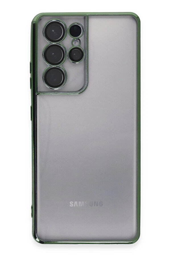 Samsung Galaxy S21 Ultra Kılıf Lensli̇ Si̇li̇kon - Yeşi̇l - Dropx5738-5426