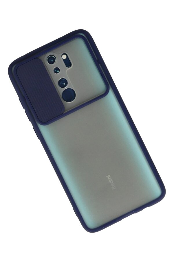 Xi̇aomi̇ Redmi̇ Note 8 Pro Kılıf Palm Buzlu Kamera Sürgülü Si̇li̇kon - Laci̇vert - Dropx1950-1292