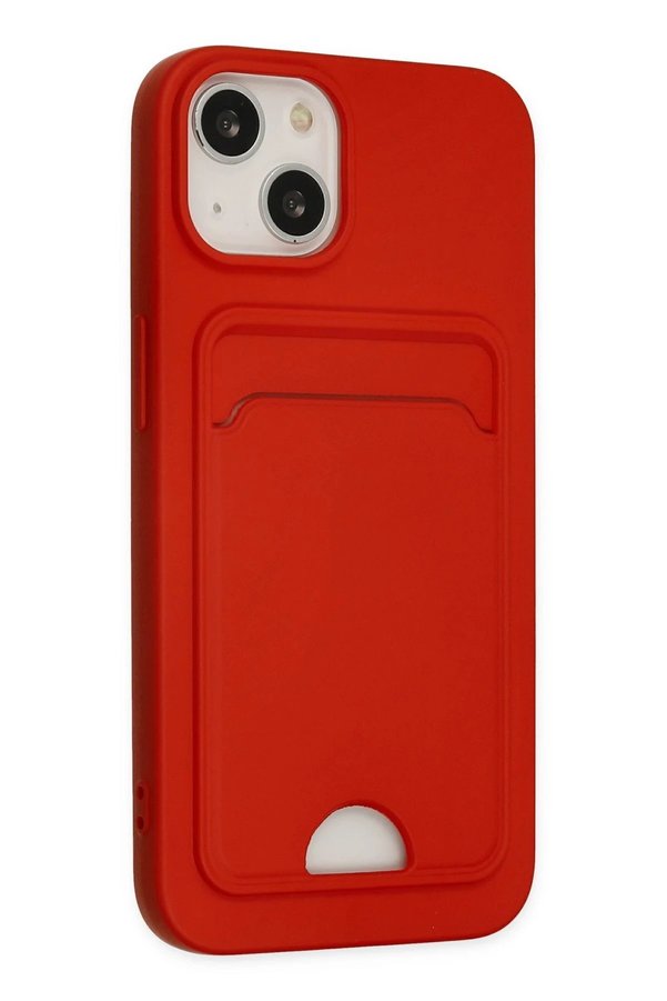 İphone 14 Plus Kılıf Kelvi̇n Kartvi̇zi̇tli̇ Si̇li̇kon - Kırmızı - Dropx9087-2658