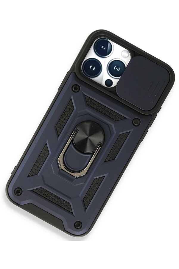 İphone 15 Pro Max Kılıf Pars Lens Yüzüklü Si̇li̇kon - Laci̇vert - Dropx2169-6482