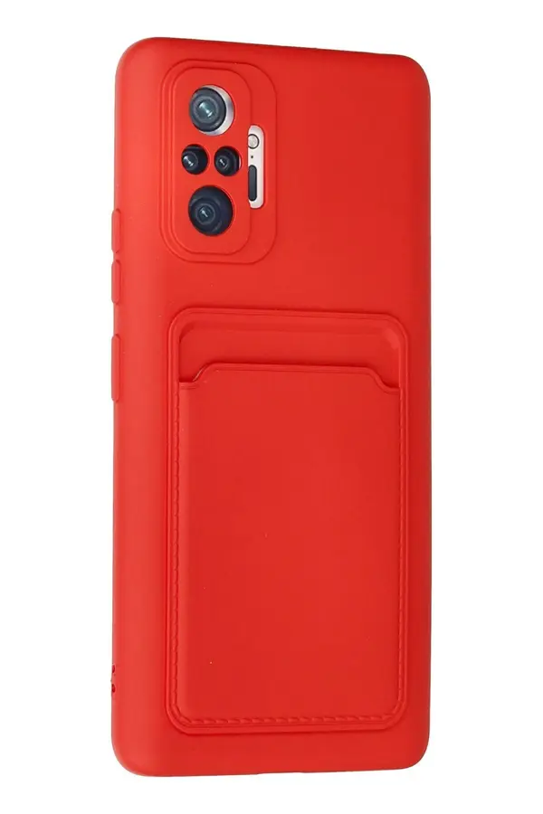 Xi̇aomi̇ Redmi̇ Note 10 Pro Kılıf Kelvi̇n Kartvi̇zi̇tli̇ Si̇li̇kon - Kırmızı - Dropx4717-9465
