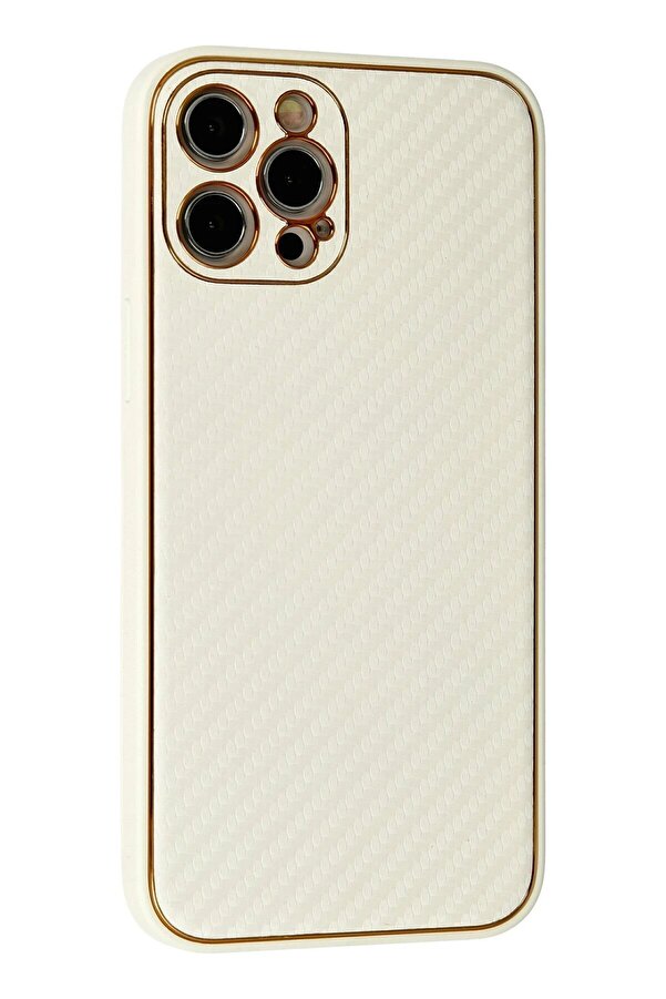 İphone 12 Pro Max Kılıf Coco Karbon Si̇li̇kon - Beyaz - Dropx4923-8100