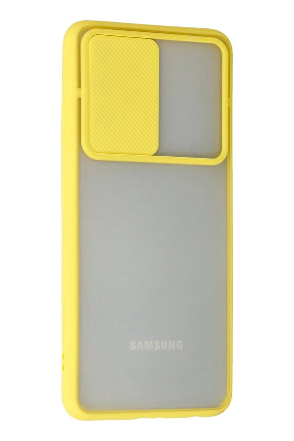 Samsung Galaxy A72 Kılıf Palm Buzlu Kamera Sürgülü Si̇li̇kon - Sarı - Dropx6425-9470
