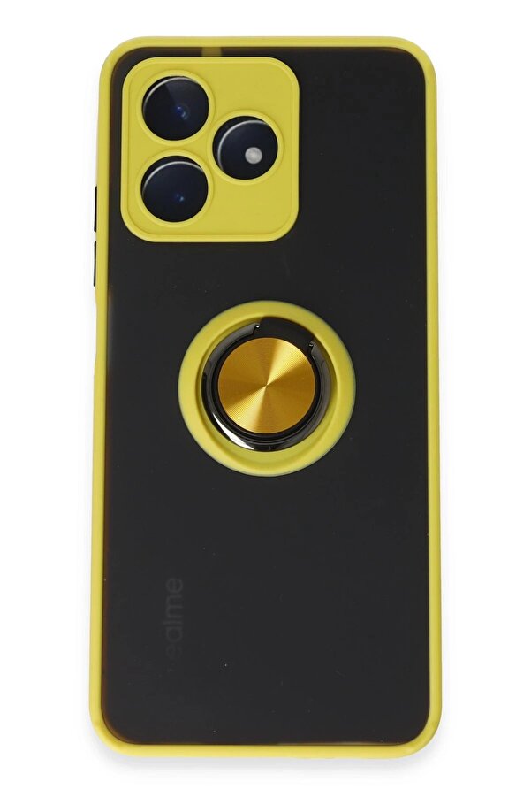 Realme C53 Kılıf Montreal Yüzüklü Si̇li̇kon Kapak - Sarı - Dropx7941-6402