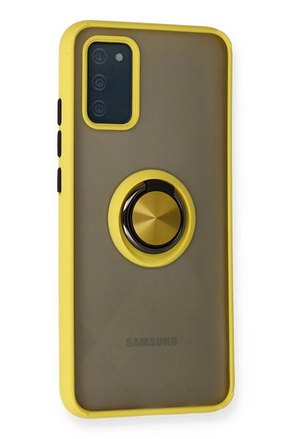 Samsung Galaxy A02S Kılıf Montreal Yüzüklü Si̇li̇kon Kapak - Sarı - Dropx3717-9261