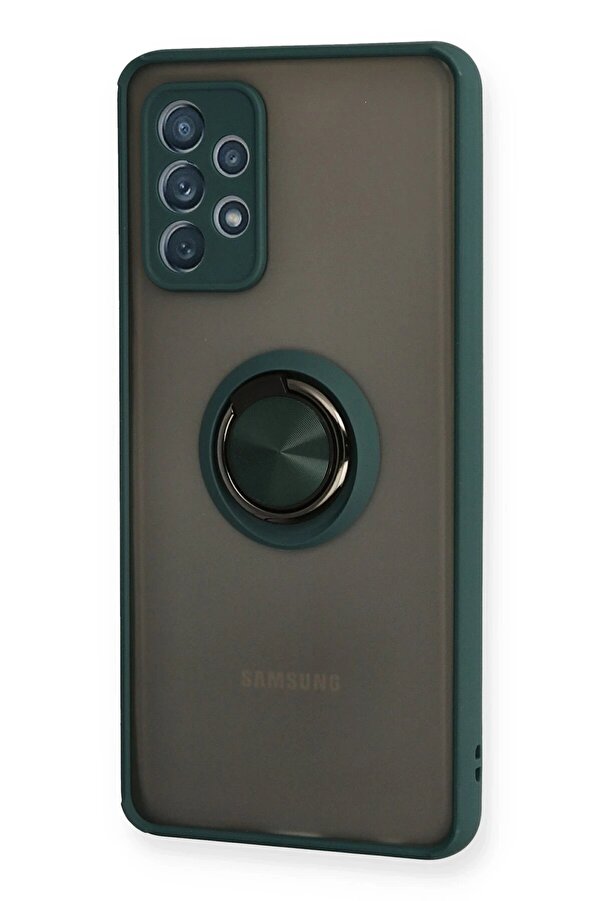 Samsung Galaxy A72 Kılıf Montreal Yüzüklü Si̇li̇kon Kapak - Yeşi̇l - Dropx1110-3776