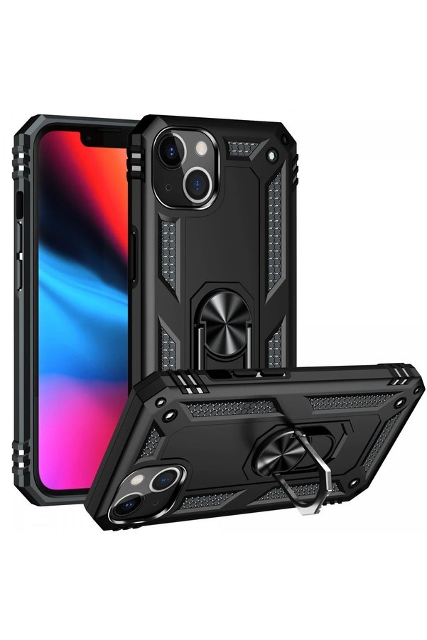 İphone 13 Kılıf Sofya Yüzüklü Si̇li̇kon Kapak - Si̇yah - Dropx7016-3037