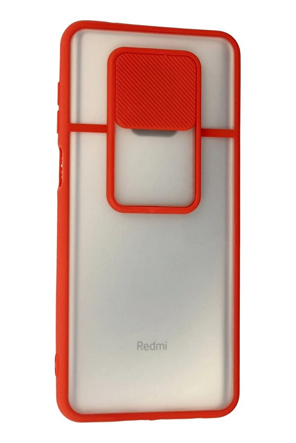 Xi̇aomi̇ Redmi̇ Note 9 Pro Kılıf Palm Buzlu Kamera Sürgülü Si̇li̇kon - Kırmız - Dropx3461-7007