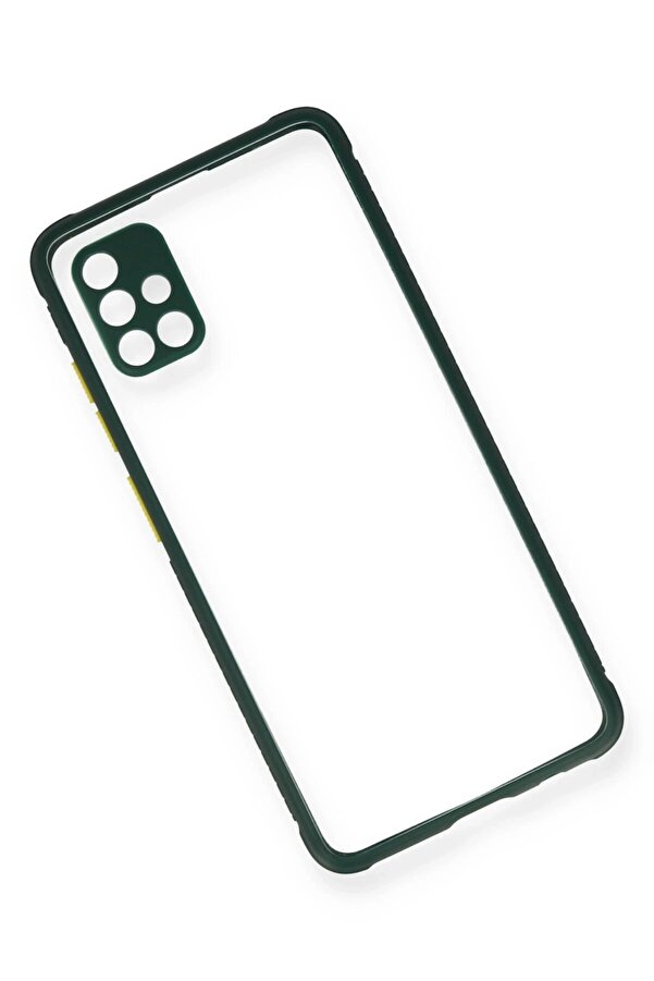 Samsung Galaxy A71 Kılıf Mi̇ami̇ Şeffaf Si̇li̇kon - Koyu Yeşi̇l - Dropx4054-5582