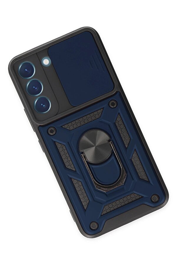 Samsung Galaxy S22 Kılıf Pars Lens Yüzüklü Si̇li̇kon - Laci̇vert - Dropx9376-4454