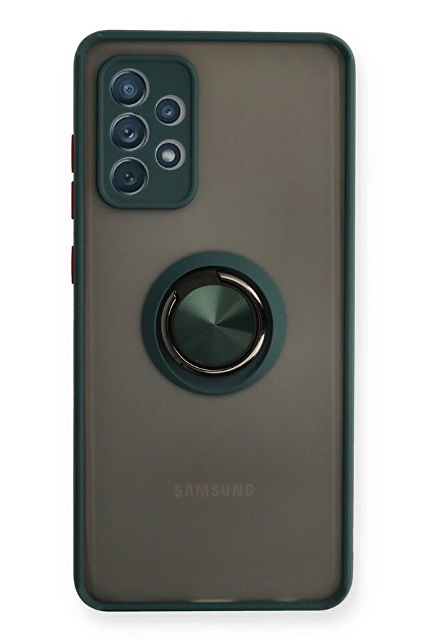 Samsung Galaxy A72 Kılıf Montreal Yüzüklü Si̇li̇kon Kapak - Yeşi̇l - Dropx1110-3776
