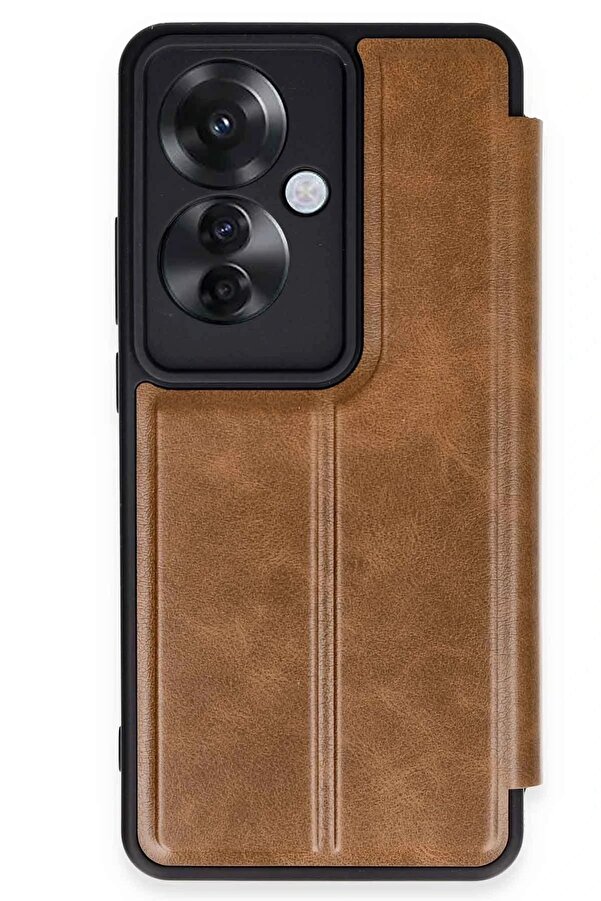 Oppo Reno 11F Kılıf Fli̇p Cover - Taba - Dropx6598-4831