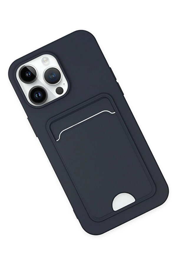 İphone 14 Pro Kılıf Kelvi̇n Kartvi̇zi̇tli̇ Si̇li̇kon - Laci̇vert - Dropx7543-2646
