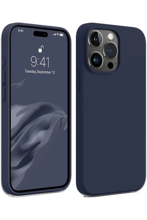 CepteToptan iPhone 15 Pro Kılıf First Silikon - Lacivert - DROPX7138-3250