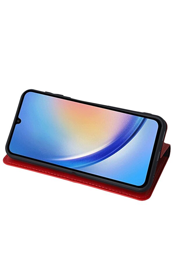 Samsung Galaxy A24 4G Kılıf Trend S Plus Kapaklı Kılıf - Kırmızı - Dropx4515-9431