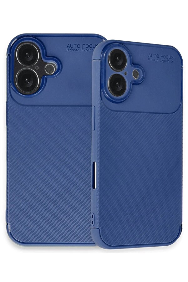 İphone 16 Plus Kılıf Auto Focus Karbon Kapak - Laci̇vert - Dropx7540-4741