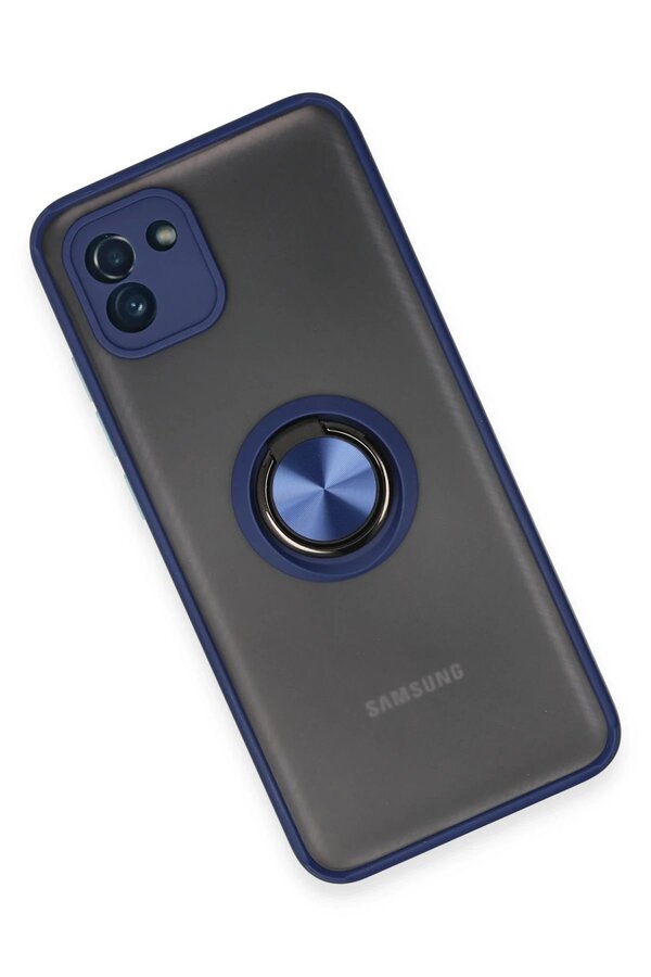 Samsung Galaxy A03 Kılıf Montreal Yüzüklü Si̇li̇kon Kapak - Laci̇vert - Dropx4650-2049