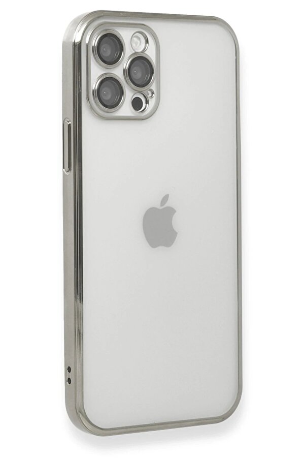 İphone 12 Pro Kılıf Lensli̇ Si̇li̇kon - Gümüş - Dropx5532-4838
