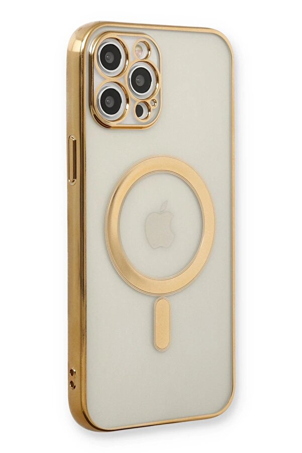 İphone 12 Pro Kılıf Magneti̇csafe Lazer Si̇li̇kon - Gold - Dropx4627-2507