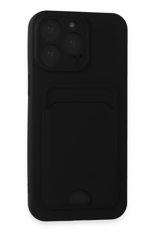 CepteToptan iPhone 15 Pro Kılıf Kelvin Kartvizitli Silikon - Siyah - DROPX1358-6454