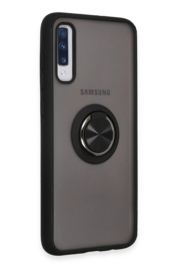 Samsung Galaxy A70 Kılıf Montreal Yüzüklü Si̇li̇kon Kapak - Si̇yah - Dropx8715-9265