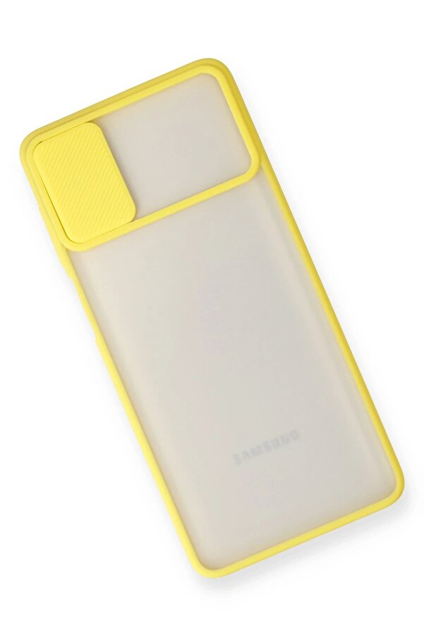 Samsung Galaxy M51 Kılıf Palm Buzlu Kamera Sürgülü Si̇li̇kon - Sarı - Dropx9092-2510