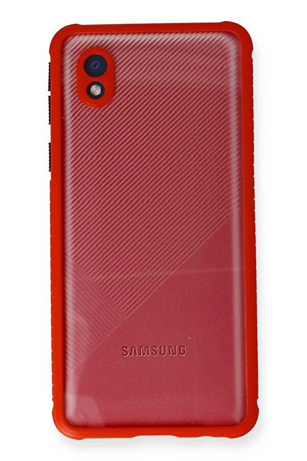 Samsung Galaxy A01 Core Kılıf Mi̇ami̇ Şeffaf Si̇li̇kon - Kırmızı - Dropx8781-7539
