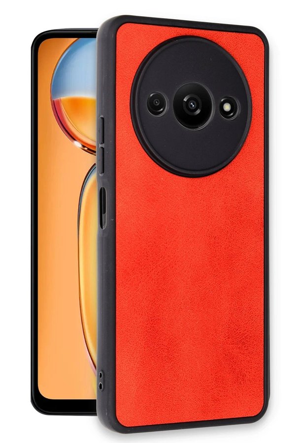 Xi̇aomi̇ Redmi̇ A3 4G Kılıf Aras Deri̇ Kapak - Kırmızı - Dropx5166-4917