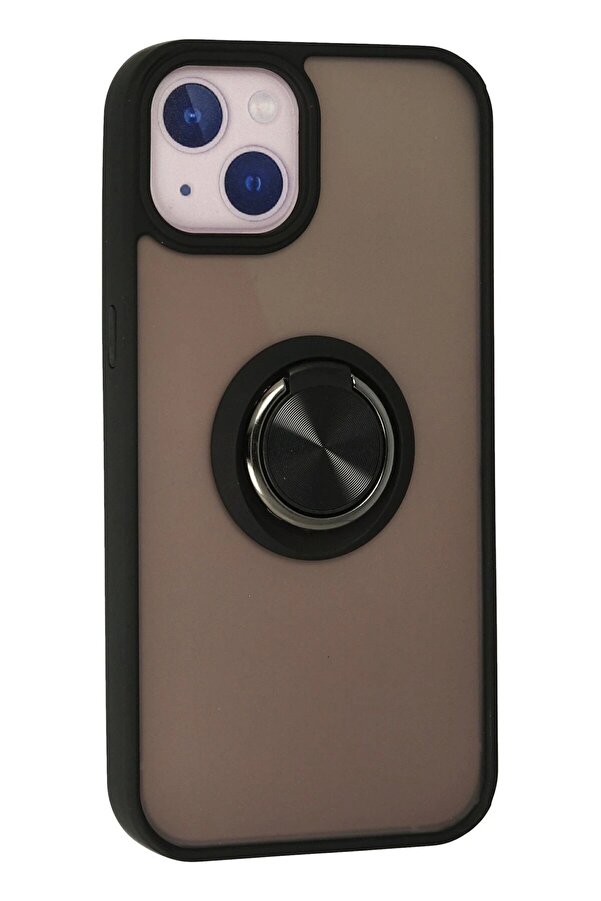 İphone 15 Kılıf Montreal Yüzüklü Si̇li̇kon Kapak - Si̇yah - Dropx3534-9715