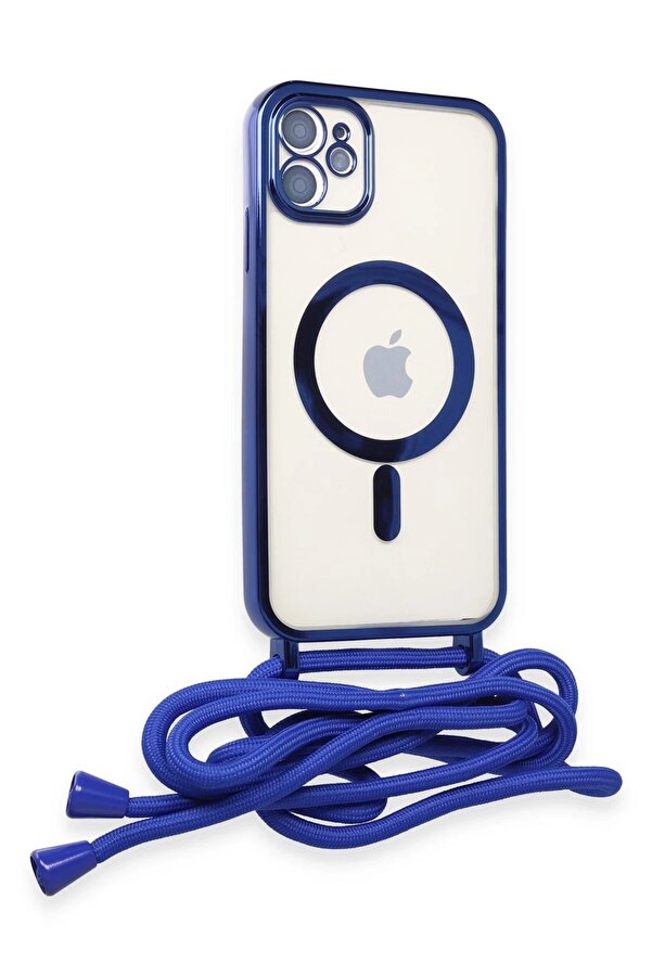 İphone 11 Kılıf Di̇vo Lazer Askılı Magsafe Kapak - Mavi̇ - Dropx4045-5325