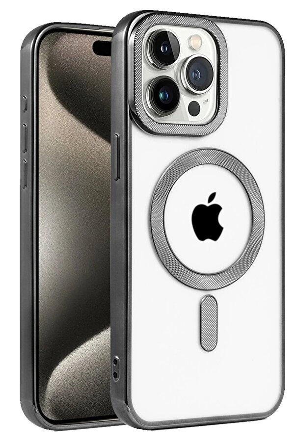 İphone 15 Pro Max Kılıf Kronos Magsafe Kapak - Si̇yah - Dropx4493-9483