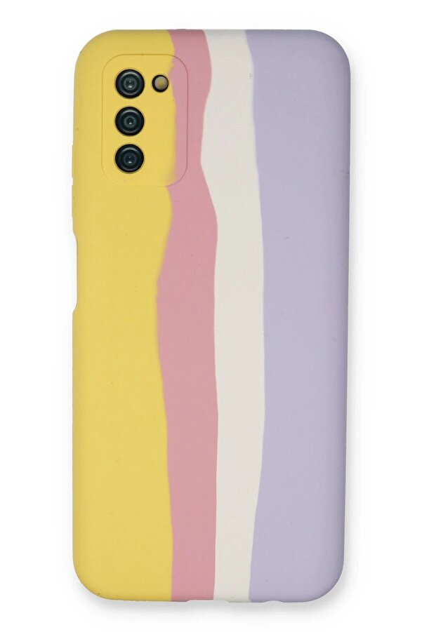Samsung Galaxy A03S Kılıf Ebruli̇ Lansman Si̇li̇kon - Sarı-Mavi̇ - Dropx4822-9367