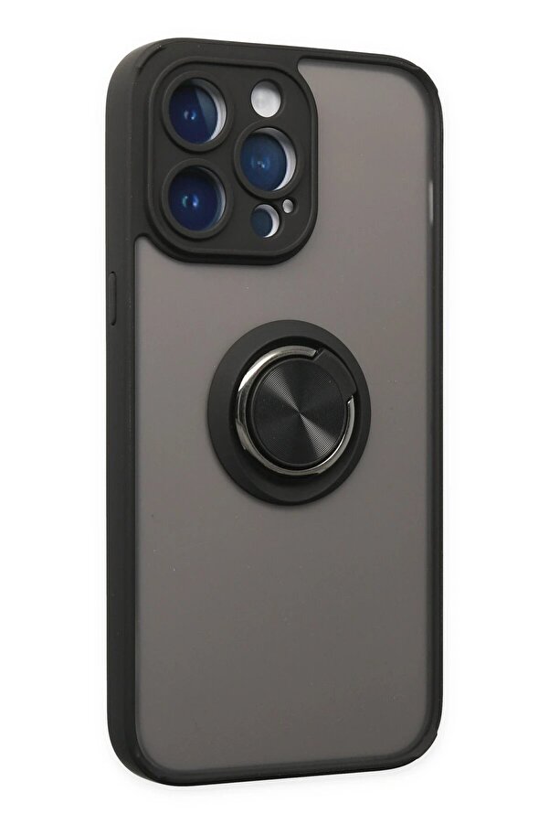 İphone 14 Pro Max Kılıf Montreal Yüzüklü Si̇li̇kon Kapak - Si̇yah - Dropx5930-6299