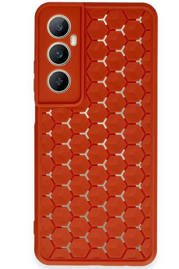Realme C65 Kılıf Petek Si̇li̇kon Kapak - Kırmızı - Dropx6472-8681