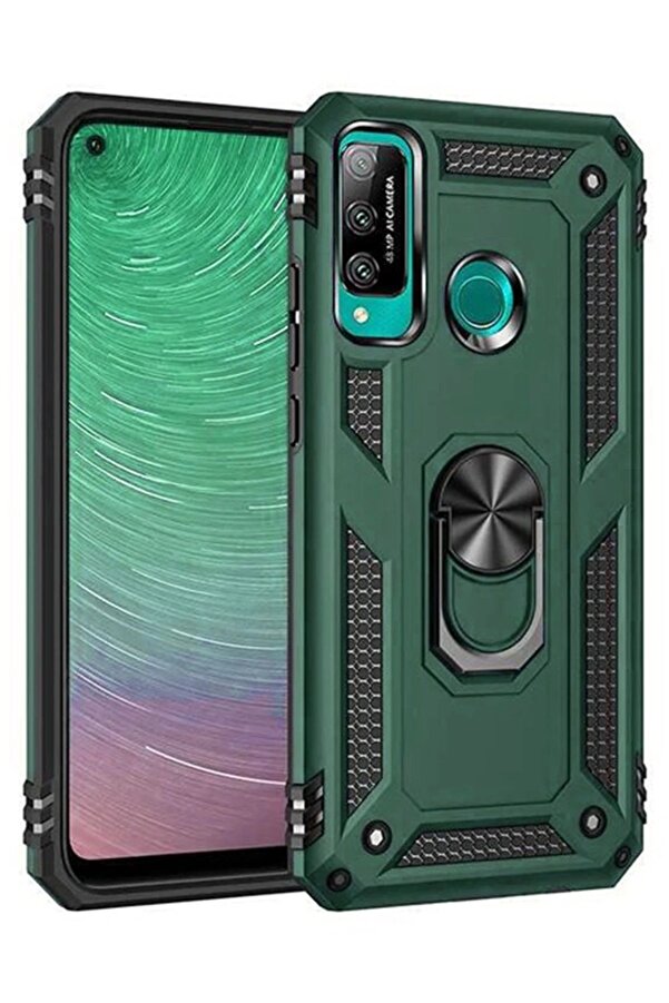Huawei̇ P40 Li̇te E Kılıf Sofya Yüzüklü Si̇li̇kon Kapak - Yeşi̇l - Dropx2837-2138