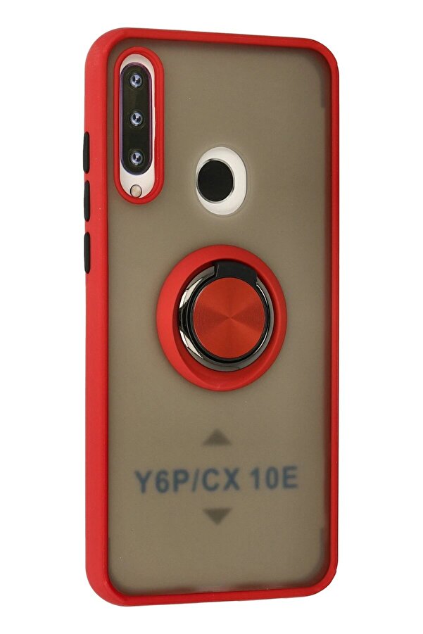 Huawei̇ Y6P Kılıf Montreal Yüzüklü Si̇li̇kon Kapak - Kırmızı - Dropx4735-8540