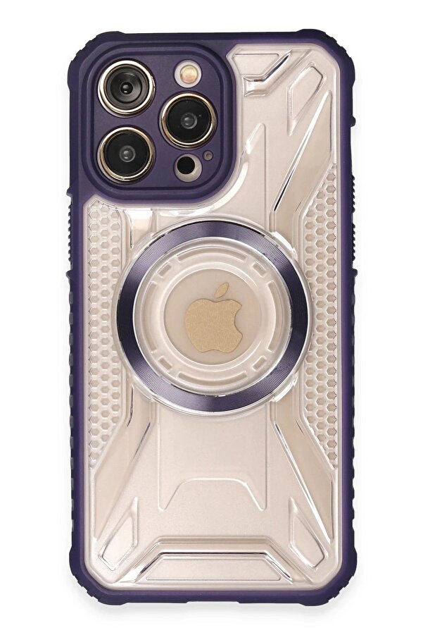 İphone 14 Pro Max Kılıf Prag Magneti̇csafe Kapak - Deri̇n Mor - Dropx2175-8267
