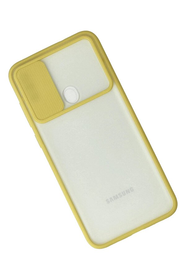 Samsung Galaxy A11 Kılıf Palm Buzlu Kamera Sürgülü Si̇li̇kon - Sarı - Dropx7755-8185