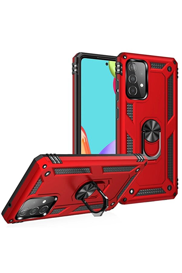 Samsung Galaxy A33 5G Kılıf Sofya Yüzüklü Si̇li̇kon Kapak - Kırmızı - Dropx7495-6525
