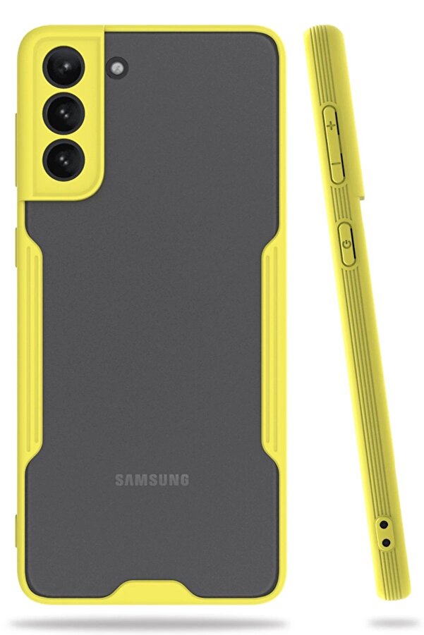 Samsung Galaxy S21 Plus Kılıf Plati̇n Si̇li̇kon - Sarı - Dropx6341-2127