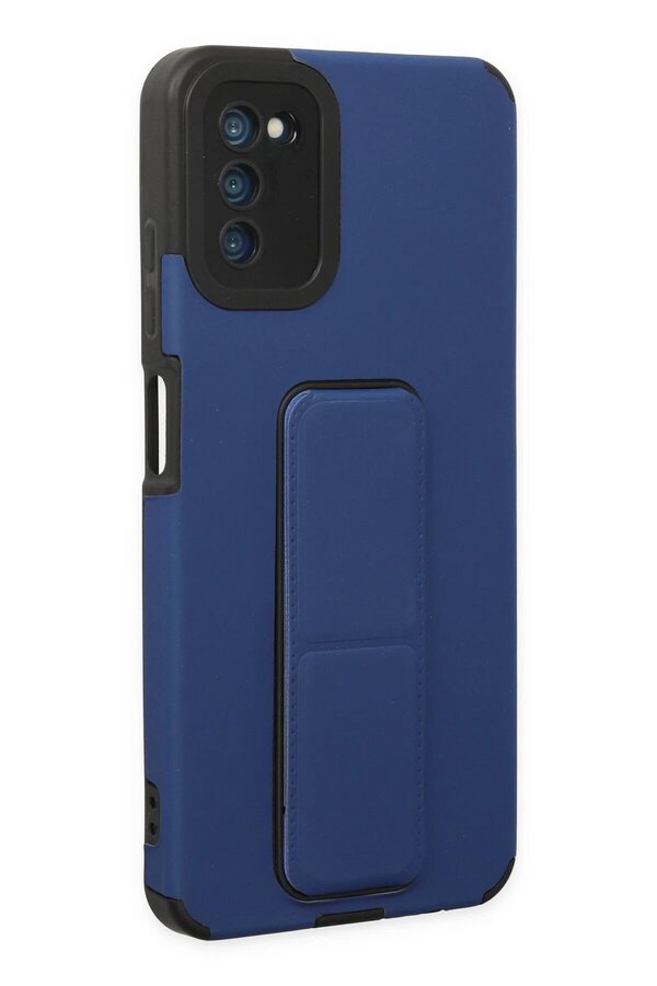 Samsung Galaxy A03S Kılıf Mega Standlı Si̇li̇kon - Mavi̇ - Dropx9205-5010