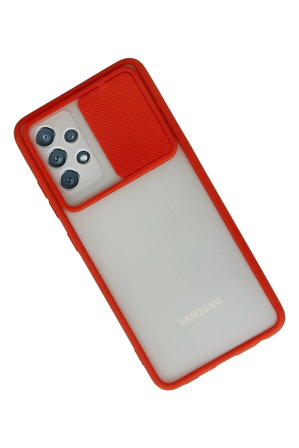 Samsung Galaxy A32 Kılıf Palm Buzlu Kamera Sürgülü Si̇li̇kon - Kırmızı - Dropx4947-3745