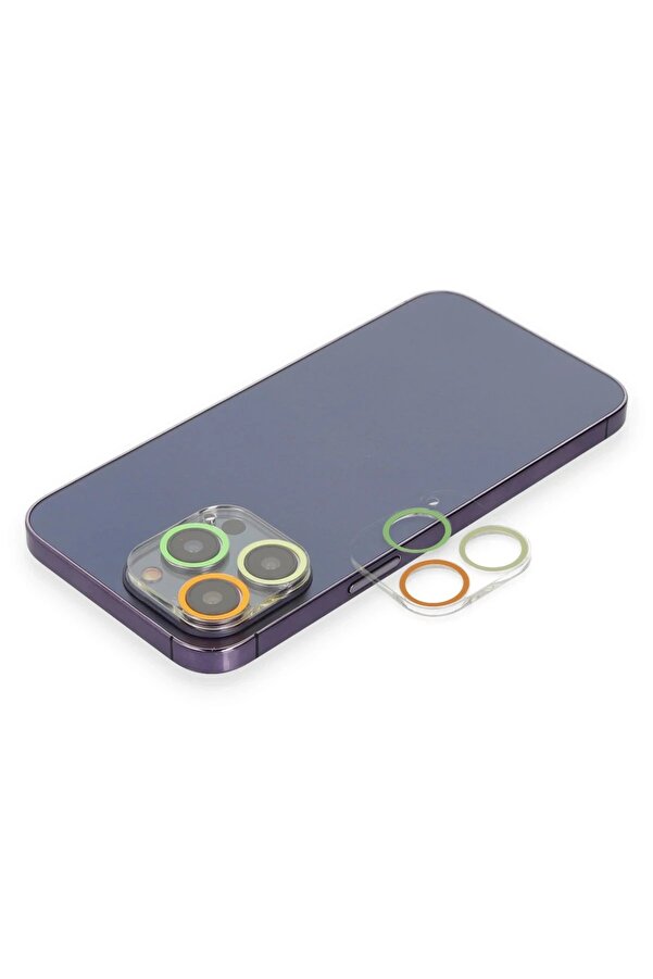 İphone 12 Pro Renkli̇ Kamera Lens Koruma Cam - Sarı-Turuncu - Dropx8243-4958