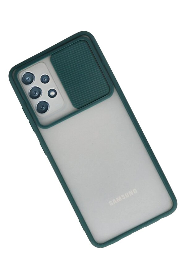 Samsung Galaxy A32 Kılıf Palm Buzlu Kamera Sürgülü Si̇li̇kon - Yeşi̇l - Dropx3258-9828