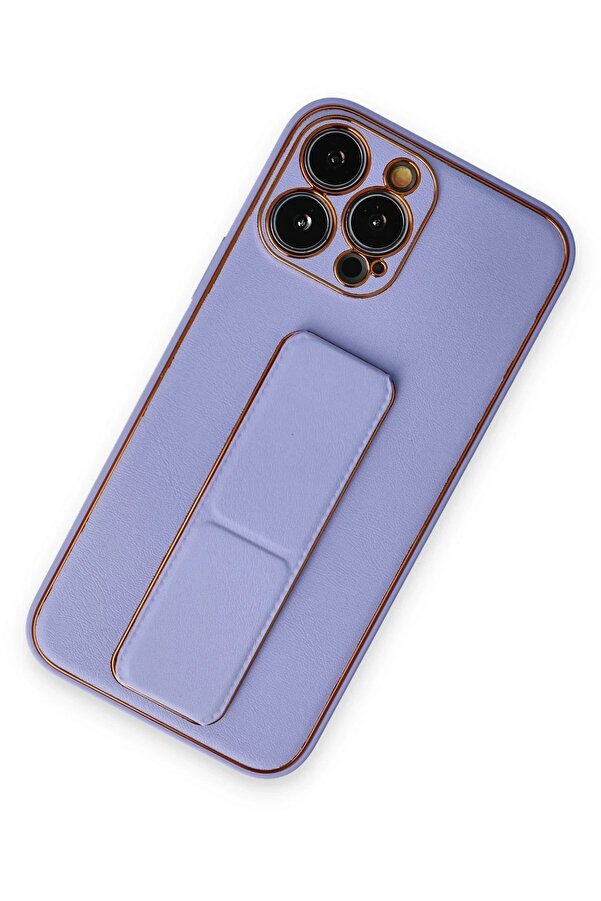 İphone 13 Pro Kılıf Coco Deri̇ Standlı Kapak - Koyu Li̇la - Dropx1524-5038