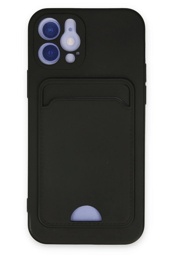 CepteToptan iPhone 12 Kılıf Kelvin Kartvizitli Silikon - Siyah - DROPX9133-3895