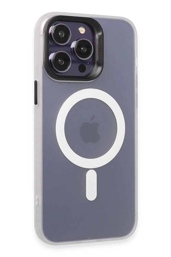 İphone 15 Pro Max Kılıf Mateks Magsafe Kapak - Beyaz - Dropx2260-6687