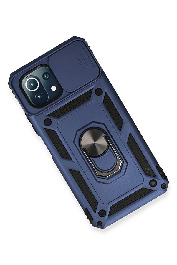 Xi̇aomi̇ Mi̇ 11 Li̇te Kılıf Pars Lens Yüzüklü Si̇li̇kon - Laci̇vert - Dropx8250-2570