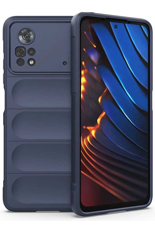 Xi̇aomi̇ Poco X4 Pro 5G Kılıf Opti̇mum Si̇li̇kon - Laci̇vert - Dropx4677-1518